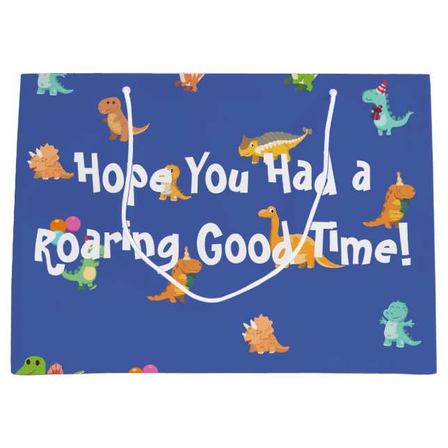 Minimalist Pastel Dinosaur ,Deep Blue Large Gift Bag (Front)