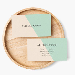 Minimalist Pastel Dual Tone Mint & Natural Business Card