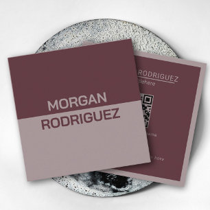 Minimalist pastel earthy colours modern QR code Square Business Card
