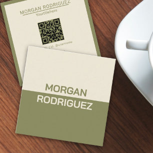 Minimalist pastel earthy colours modern QR code Square Business Card