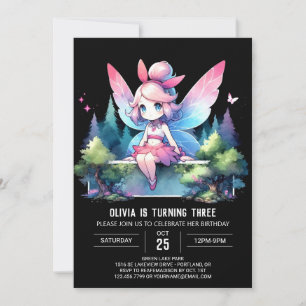 Minimalist Pastel Fairy Birthday Invitation
