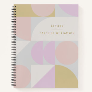 Minimalist Pastel Geometric Personalised Recipe Notebook