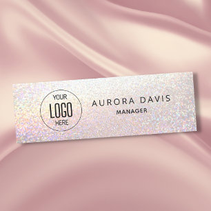Minimalist Pastel Glitter Modern Logo Business Name Tag