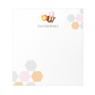 Minimalist Pastel Honey Bee Personalised Notepad