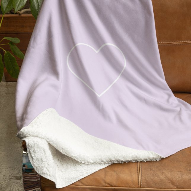 Minimalist Pastel Lavender Heart Modern  Sherpa Blanket (Creator Uploaded)
