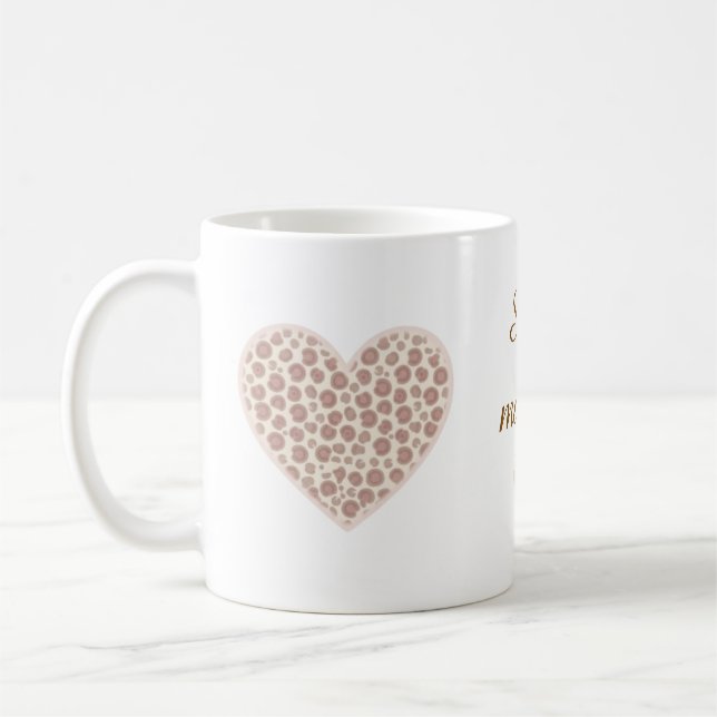Minimalist Pastel Leopard Heart Custom Soft Mama Coffee Mug (Left)