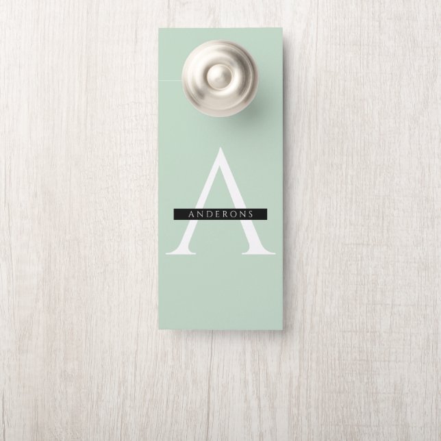 Minimalist Pastel Mint Personalised Name Door Hanger (On Knob)