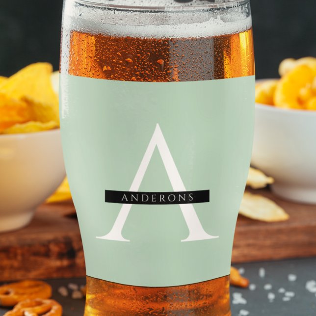 Minimalist Pastel Mint Personalised Name Glass (Creator Uploaded)