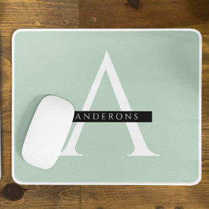 Minimalist Pastel Mint Personalised Name Mouse Pad