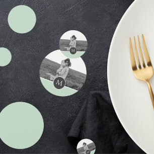 Minimalist Pastel Mint Personalised Name & Photo Confetti