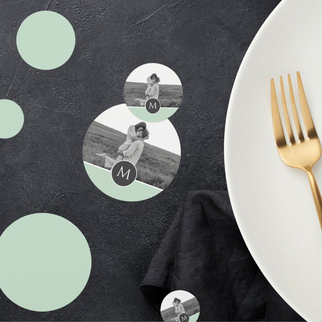 Minimalist Pastel Mint Personalised Name & Photo Confetti (Creator Uploaded)