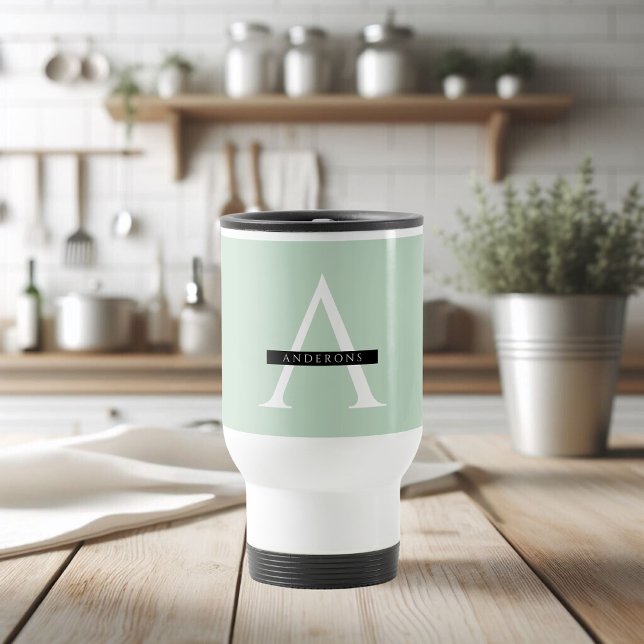 Minimalist Pastel Mint Personalised Name Travel Mug (Creator Uploaded)