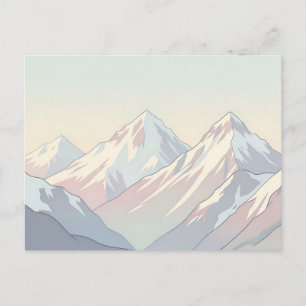 Minimalist Pastel Mountain Range Landscape Postcard