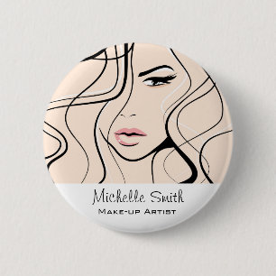 Minimalist Pastel Peach Elegant Feminine Makeup 6 Cm Round Badge
