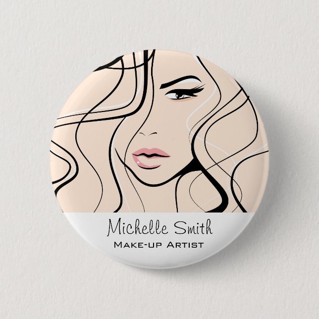 Minimalist Pastel Peach Elegant Feminine Makeup 6 Cm Round Badge (Front)