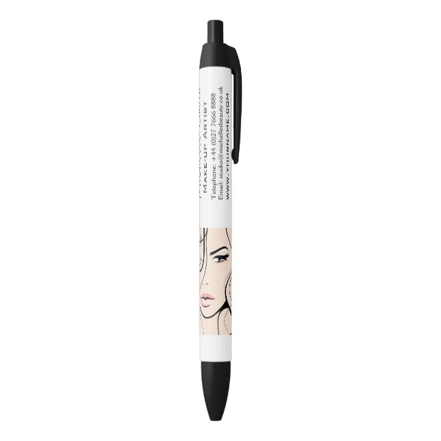 Minimalist Pastel Peach Elegant Feminine Makeup Black Ink Pen (Bottom (Vertical))