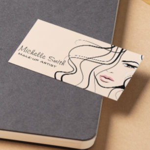 Minimalist Pastel Peach Elegant Feminine Makeup Business Card