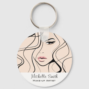 Minimalist Pastel Peach Elegant Feminine Makeup Key Ring