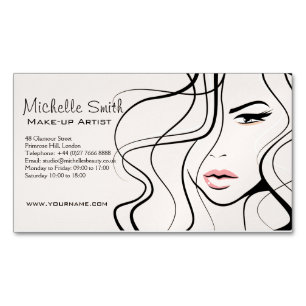 Minimalist Pastel Peach Elegant Feminine Makeup Magnetic Business Card