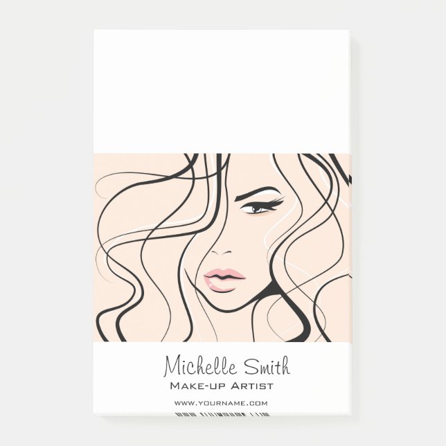 Minimalist Pastel Peach Elegant Feminine Makeup Post-it Notes (Front)