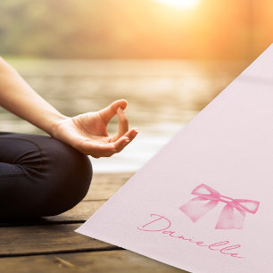 Minimalist Pastel Pink Bow Exercise Yoga Mat
