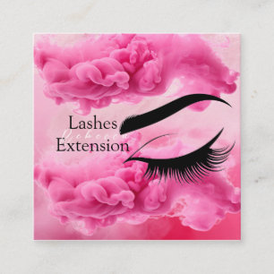 Minimalist Pastel Pink Cute Eyelashes illustration Square Business Card