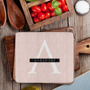 Minimalist Pastel Pink Personalised Name Cutting Board