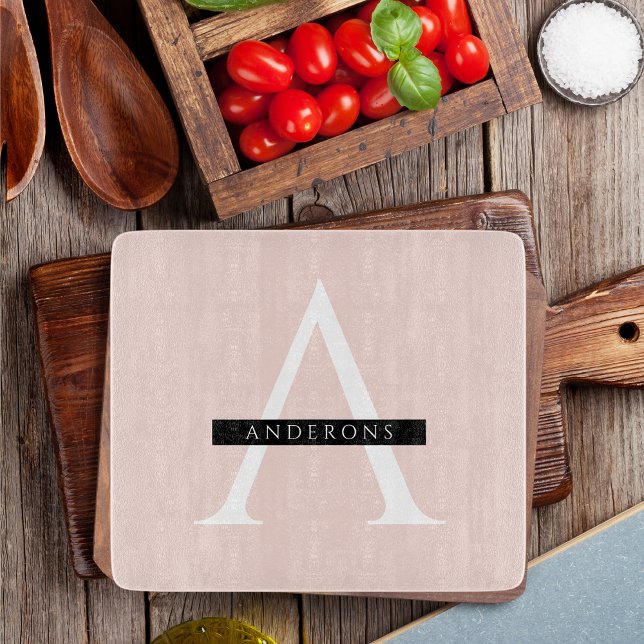 Minimalist Pastel Pink Personalised Name Cutting Board (Creator Uploaded)