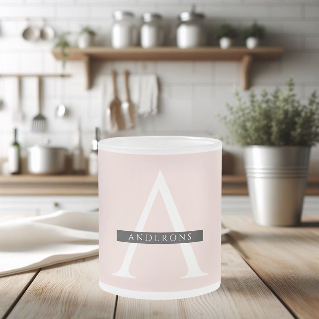 Minimalist Pastel Pink Personalised Name Frosted Glass Coffee Mug (Creator Uploaded)