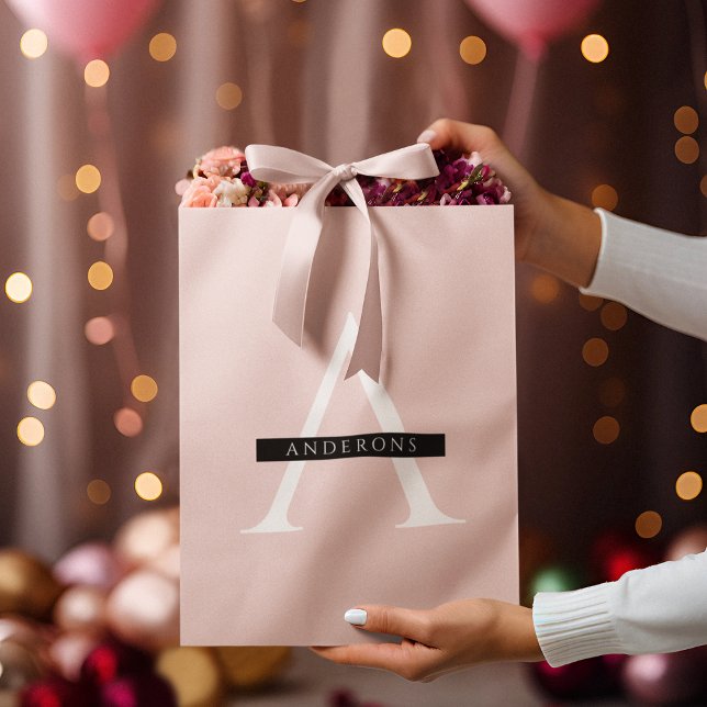 Minimalist Pastel Pink Personalised Name Large Gift Bag (Creator Uploaded)