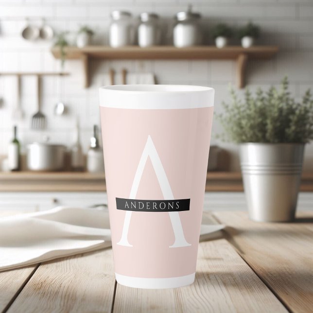Minimalist Pastel Pink Personalised Name Latte Mug (Creator Uploaded)