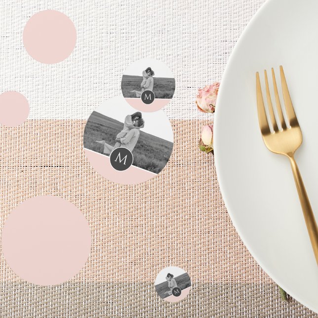 Minimalist Pastel Pink Personalised Name & Photo Confetti (Creator Uploaded)
