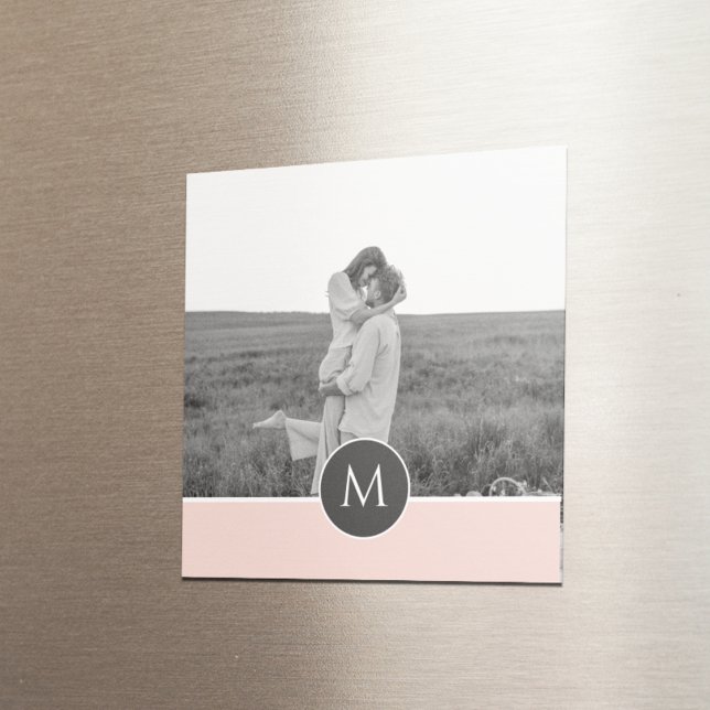 Minimalist Pastel Pink Personalised Name & Photo Magnet (Creator Uploaded)