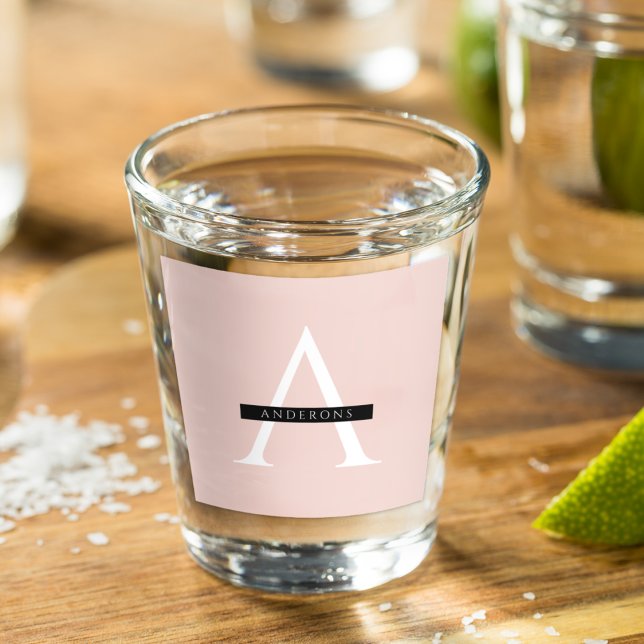 Minimalist Pastel Pink Personalised Name Shot Glass (Creator Uploaded)