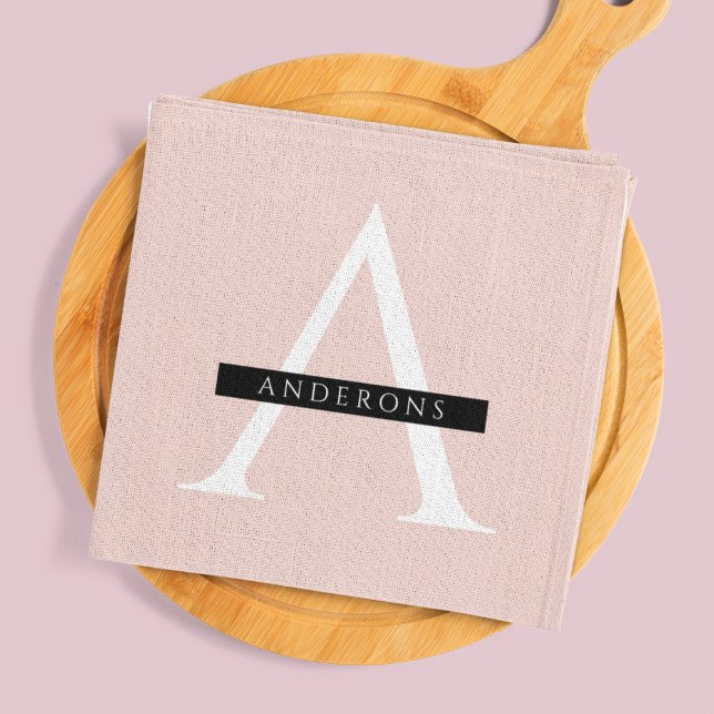 Minimalist Pastel Pink Personalised Name Tea Towel (Creator Uploaded)