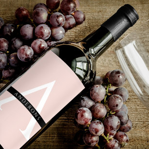 Minimalist Pastel Pink Personalised Name Wine Label