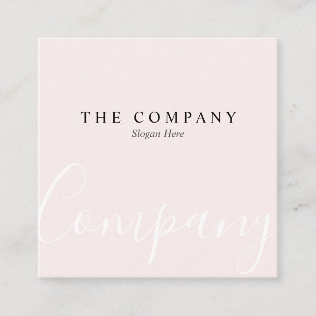 Minimalist Pastel Pink Typo Square Business Card (Front)