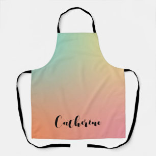 Minimalist Pastel Rainbow Handwriting Script Apron