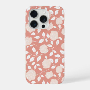 Minimalist Pastel Rose White Floral Pattern iPhone 15 Pro Case