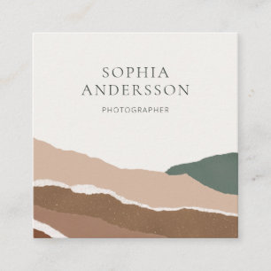 Minimalist Pastel Torn Edge Landscape Square Business Card