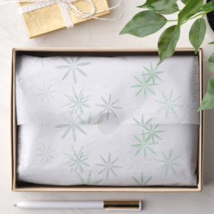 Minimalist Pastel Watercolor Japanese Green Floral Tissue Paper