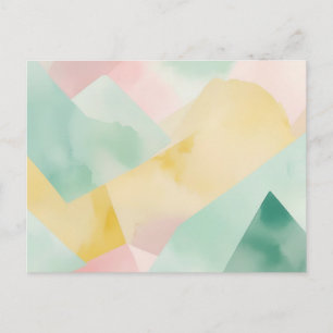 Minimalist Pastel Watercolor with Geometric Shapes Postcard