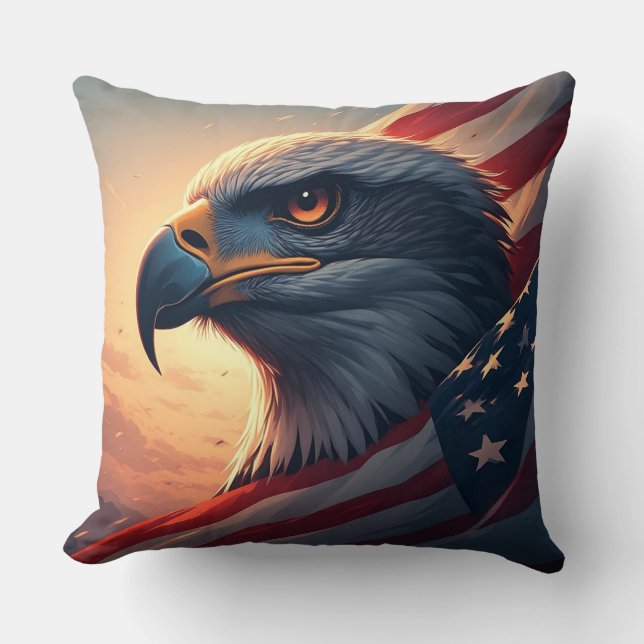 Minimalist Patriotic Eagle with american flag Cushion (Front)