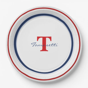 Minimalist Patriotic Red White and Blue Circles Paper Plate