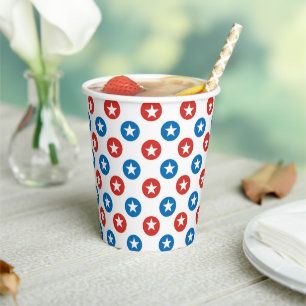 Minimalist Patriotic Stars Pattern Paper Cups