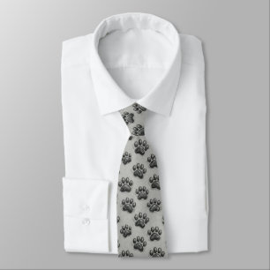 Minimalist Paw Print Sketch Pattern (1) Tie