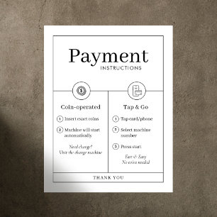 Minimalist Payment Instructions Poster Wall Sign