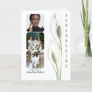 Minimalist Peace Lily Bi-fold Funeral Program Invitation