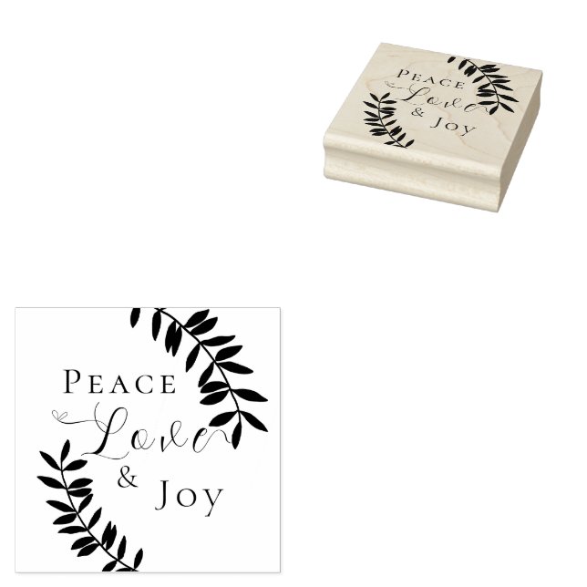 Minimalist Peace Love Joy Rubber Stamp (Stamped)