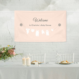 Minimalist Peach Baby Girl Shower Welcome Banner